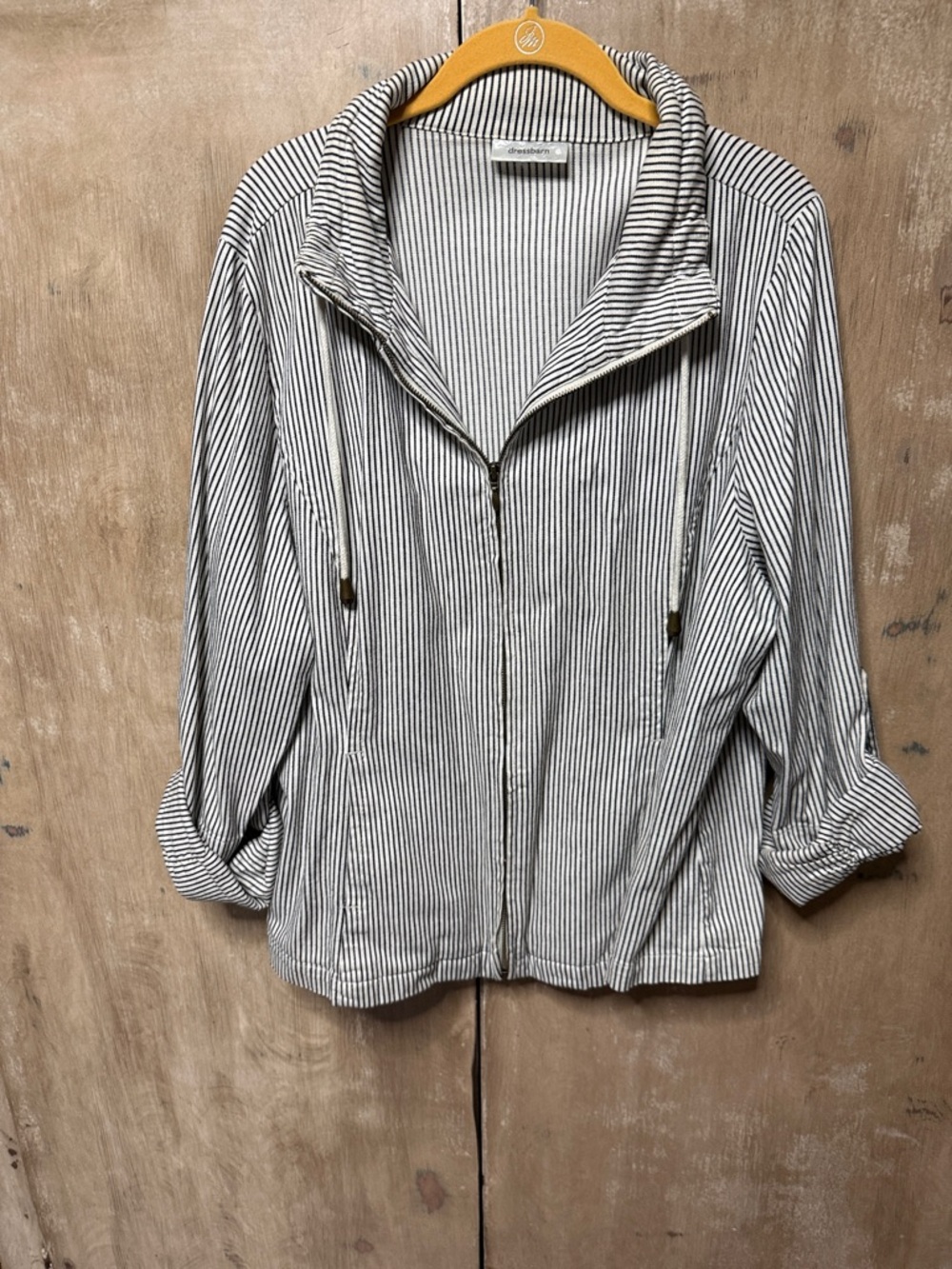 Dress Barn Black and White Striped Zip Utility Jacket - Women